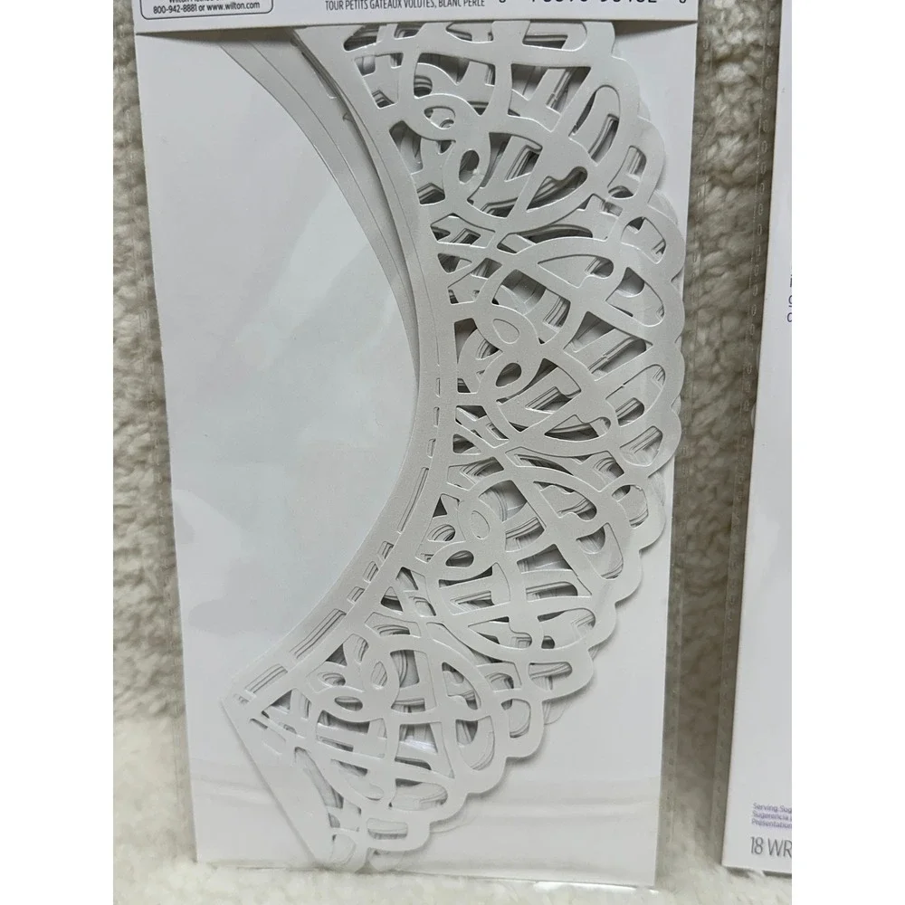 Wilton Cupcake Wraps Pearl White Scroll Laser Cut 2 Packs Paper 36 Count